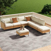 Hokku Designs Zahro 110.2" Wide Outdoor L-Shaped Patio Sectional Set with Cushions