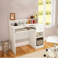 Latitude Run® Latitude Run® Computer Desk Home Office Workstation Laptop Table Drawer Shelf Furniture White