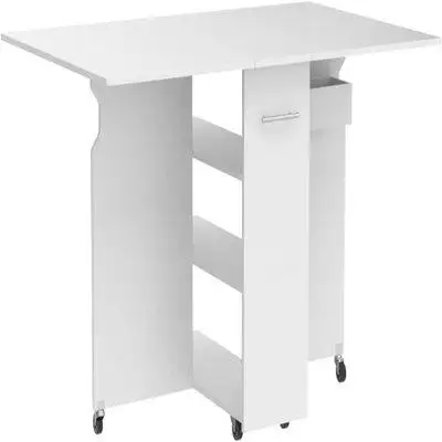 ASA Versatile Modern Dining Table, White, Strong & Durable, Convenient Storage, Easy To Move, Space-Saving