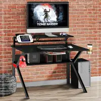 Latitude Run® PVC Coated Ergonomic Metal Frame Gaming Desk With K Shape Legs