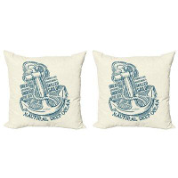 East Urban Home Ambesonne Anchor Throw Pillow Cushion Cover Pack Of 2, Anchor Skilled Sailor Adventures Under The Sea Na
