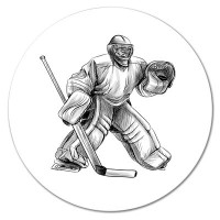 East Urban Home Joueur de hockey en noir et blanc, sport d'hiver II - cercle métallique mondial