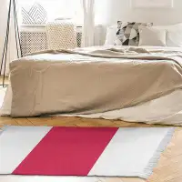 East Urban Home Striped 4.6' x 5.5' Red/White Area Rug