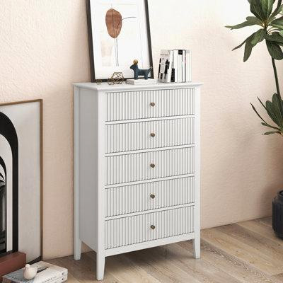 Lark Manor Amberrae 42.3" H White 5 - Drawer Dresser with Storage in Dressers & Wardrobes