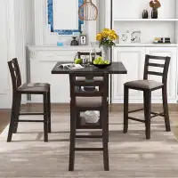 Red Barrel Studio 5-Piece Wooden Counter Height Dining Set With Padded Chairs And Storage Shelving