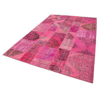 Rug N Carpet Krk Yama Pink Patchwork Cotton Handmade Area Rug