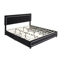 Latitude Run® Platform Bed With Led Lights, Storage Bed With 4 Drawers
