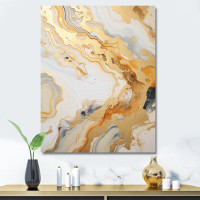 Wrought Studio Gold And White Marble River - Abstract Canvas Wall Art