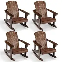 Dovecove Dovecove 4pcs Adirondack Rocking Chair Outdoor Solid Wood Slatted Seat Backrest Coffee