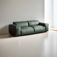 PULOSK 102.32" Green Genuine Leather Modular Sofa cushion couch