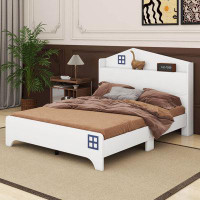 Gracie Oaks Cervin Wooden Full Size House Bed with Storage Headboard