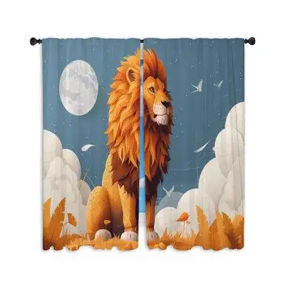Upgrade your home decor with these Majestic lion sheer window curtains printed in the USA! Great for...