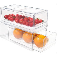 Prep & Savour Stackable Refrigerator Organizer Drawers With Removable Drain Tray, Fridge Organizer Bins, Pull Out Food S
