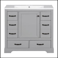 Winston Porter 36" Bathroom Vanity with Sink Combo, Six Drawers, Multi-Functional Drawer Divider