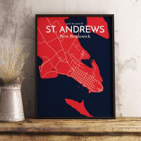 Wrought Studio St. Andrews City Map Graphic Art Print Poster in Nautical