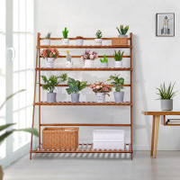 MoNiBloom 4 Layers Bamboo Plant Ladder Stand Multifunctional Flower Pot Storage Shelf Display