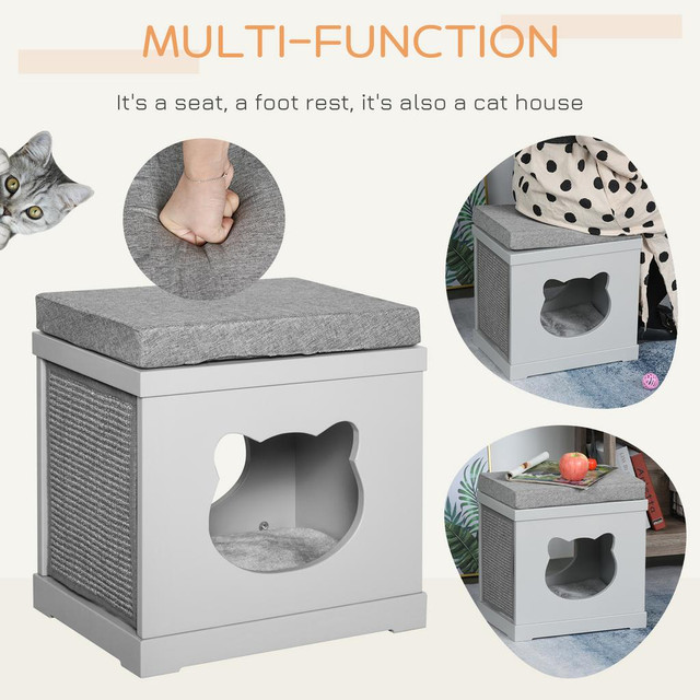 Cat House 16.1" x 11.8" x 14.2" Grey in Accessories - Image 4