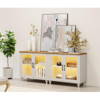 Charlton Home Charlton Home® Baby Dresser For Bedroom, Modern Wood Glass Accent Chests With Storage, Accent Console Tabl