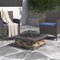 Steelside™ Skylah 15.5'' H x 29" W Concrete Wood Burning Outdoor Fire Pit with Lid