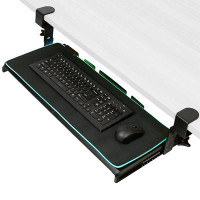 Vivo VIVO Black Clamp-On Height Adjustable Under Desk Gaming Keyboard Tray W/ RGB Pad