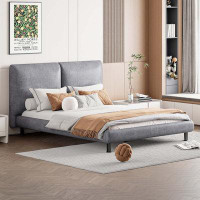wtressa Queen Size Upholstered Platform Bed With Two Large Headrests