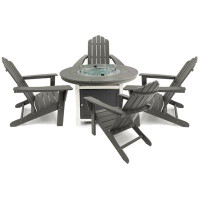 LuXeo Vail 48" Round Two-Tone Fire Pit Table with 4 Marina Chairs
