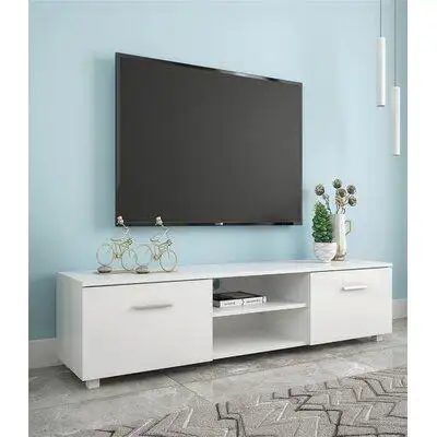 Latitude Run® White Tv Stand For 70 Inch Tv Stands, Media Console Entertainment Centre Television Table, 2 Storage Cabin
