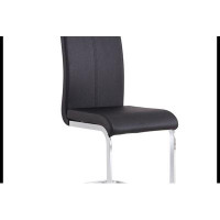 Ivy Bronx PU Faux Leather High Back Upholstered Side Chair with C-shaped Tube Chrome Metal Legs (Set of 2)