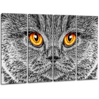 Made in Canada - Design Art 'Grey Cat' 4 Piece Graphic Art Set