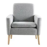 George Oliver Single Sofa Chair with Wood Legs - Grey