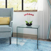 Ivy Bronx Whole Tempered Glass Coffee Table Clear End Table Transparent Side Table For Room