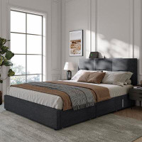 Latitude Run® Fehi Upholstered Bed Frame with Headboard, 4 Storage DrawersCharging Station, Sensor Night Lights