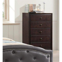 Red Barrel Studio Rubber Wood Chest With 5 Drawer In Brown