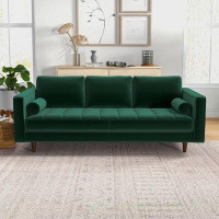 Mercer41 Catherine Mid-Century Modern Sofa 84" / Dark Green Velvet