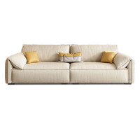 MABOLUS 109.45" White Cloth Modular Sofa cushion couch