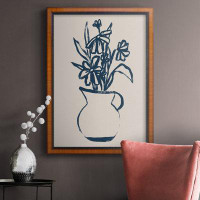Red Barrel Studio Navy Plant Sketches IV Premium Framed Canvas- Ready To Hang