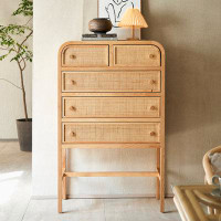 Bayou Breeze Household rattan chest of drawers living room drawer storage cabinet Creative storage side cabinet