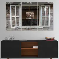 East Urban Home Wooden Walls And Windows - Multipanel Landscape Metal Wall Art