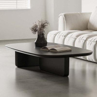 Hokku Designs 43.31" Black Manufactured Wood Rectangular Coffee Table