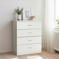 Ubesgoo Ubesgoo 4-drawer Dresser Pure White With Metal Handles Bedside Night Stand Bedroom, White