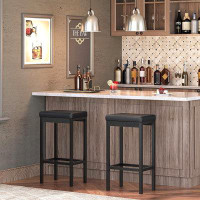HOOBRO Bar Stools, Set Of 2 Bar Chairs, 24.8-inch Height Stools, Breakfast Bar Stools, Kitchen Bar Chairs, 2" Thick Upho