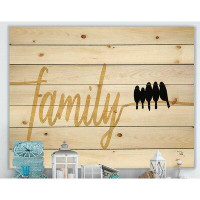 Made in Canada - East Urban Home Family of Birds on Gold Words II - Cottage Print on Natural Pine Wood