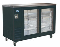 COLDZONE Double Door Glass Back Bar Cooler 49 Inches Wide Black exterior