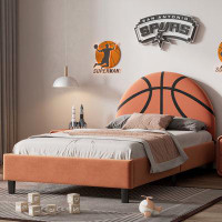 cozypony Upholstered Twin Platform Bed (Orange)