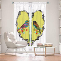 East Urban Home Lined Window Curtains 2-panel Set for Window by Marci Cheary - Love Birds