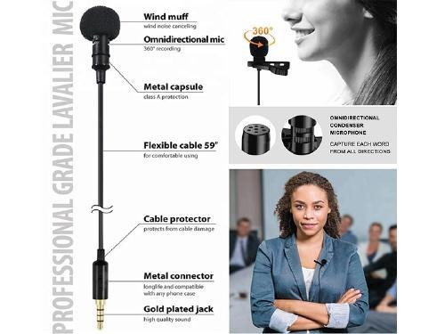 Professional 3.5mm Lavalier Lapel Clip on Microphone for Computer, Cameras, Smartphones and Vlog - Black in General Electronics - Image 3