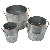 Gracie Oaks Ryalson 3-Piece Metal Round Pot Planter Set