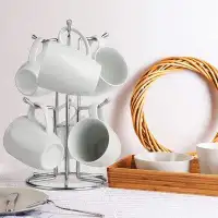 Prep & Savour Mug Holder For Large Cup, Countertop Mug Tree With 6 Hooks, Metal Free Standing Coffee Cup Holder Stand Fo