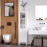 Bathroom Cabinet 17"x13.75"x63" White