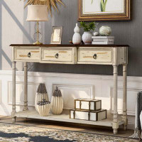 Longshore Tides Elegance Console Table: 3-Drawer Sofa Table with Open Shelf-Perfect for Entrances and Long Corridors